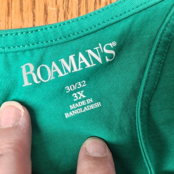 ROAMAN'S GREEN CRISS CROSS FRONT SHORT SLEEVE PLUS SIZE 3X TOP - Picture 7 of 9